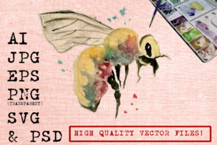 Abstract Bee Watercolor Illustrations