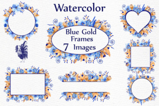 Blue Gold Floral Frames Clipart Illustrations