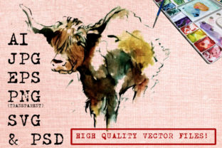 Brown Buffalo Watercolor Illustrations