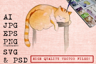 Chubby Cat Watercolor Illustrations