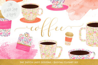 Coffee Cup Clipart Set - Coffee Time Graphics