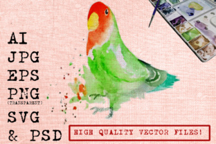 Cute Parrot Watercolor Illustrations