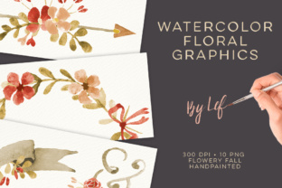 Floral Watercolor Graphics with Antlers and Banners in a Fall Color Theme