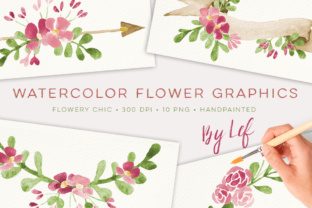 Floral Watercolour Graphics Pink Clipart and Illustrations