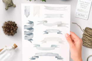 Neutral Watercolor Banners Clipart Graphics and Illustrations