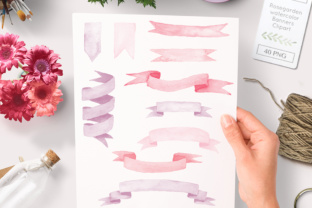 Pink Banner Watercolor Graphics Clip Art