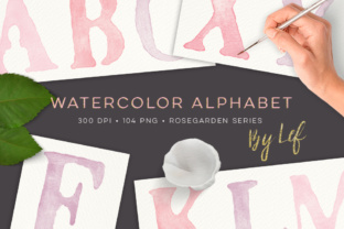 Pink Watercolor Clipart Alphabet Graphics and Illustrations