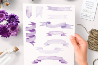 Purple Watercolor Banners and Illustrations