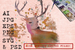 Rainbow Deer Watercolor Illustrations