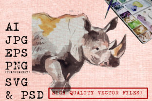 Rhino Watercolor Illustrations