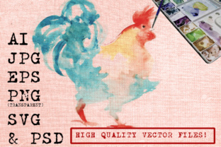 Rooster Watercolor Illustrations