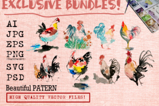 Rooster Watercolor Set & Illustrations