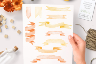 Sunny Banners Orange Watercolor Illustrations