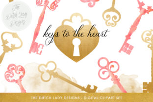 Vintage Key Keyhole Clipart Set - Illustrations