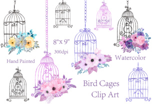Watercolor Birdcage Clipart and Illustrations