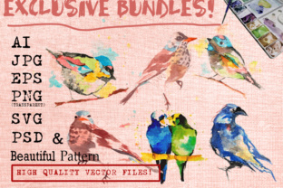Watercolor Birds Set for Creative Design