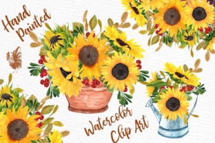 Watercolor Clipart Sunflower Clipart Illustrations