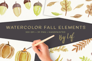 Watercolor Fall Elements Graphics Clip Art 39 and Illustrations