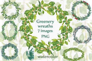 Watercolor Fern Wreaths Illustrations