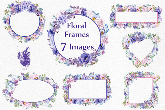 Watercolor Peonies Frames Clipart Illustrations