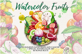 Watercolor Tropical Fruits Vol. 4 and Illustrations