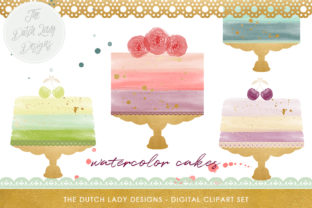 Watercolor Wedding Cake Clipart Set - Ink Splatter Overlays Borders Included
