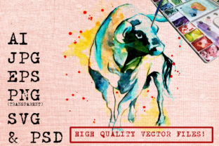 White Bulls Watercolor and Illustrations