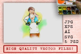 Wonderful Papa Watercolor Cartoon and Illustrations